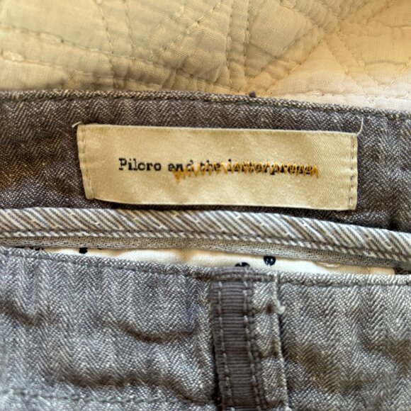 Anthropologie Pilcro Herringbone Linen Trousers - Size 0 Petite - Picture 5 of 10